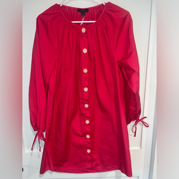 NWT J. Crew Tie Sleeve Front Button Dress_Size LP - Picture 3 of 9